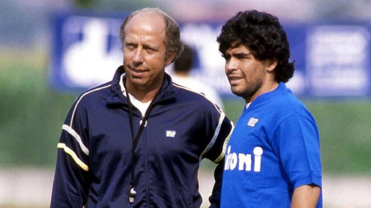 Ottavio Bianchi y Maradona en la época dorada del Nápoles