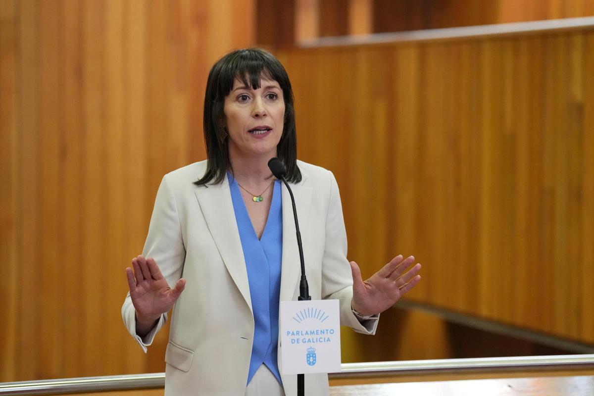 La portavoz del BNG, Ana Pontón, en el debate del Estado de la Autonomía, este martes en el Parlamento de Galicia.