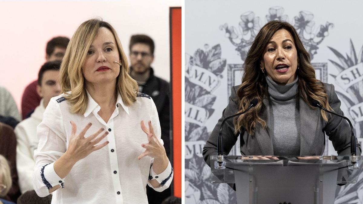 La candidata del PSOE al Gobierno de Aragón, Pilar Alegría, y la alcaldesa de Zaragoza, Natalia Chueca.
