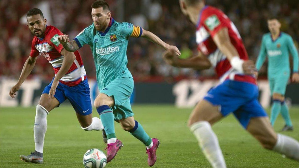 Primer partido como titular de Messi en la Liga