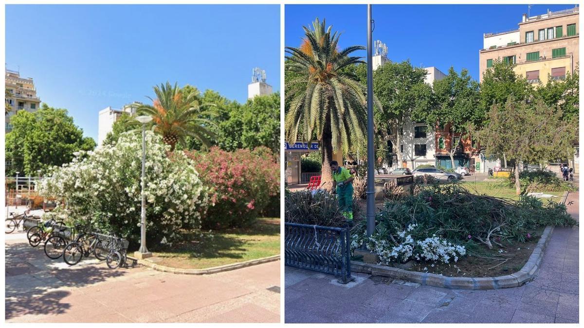 Antes y después de la intervención de Cort en la Plaza Patines.