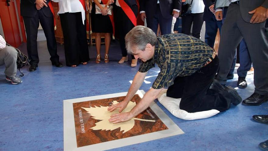 Ángel Gil Orrios, durante la reinauguración del Teatro Olimpia de Cariñena.