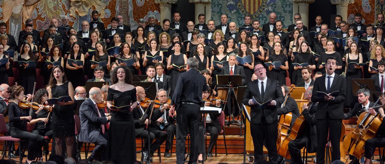 Un concert al Palau de la Música, a Barcelona, amb Oriol Mallart a la dreta.