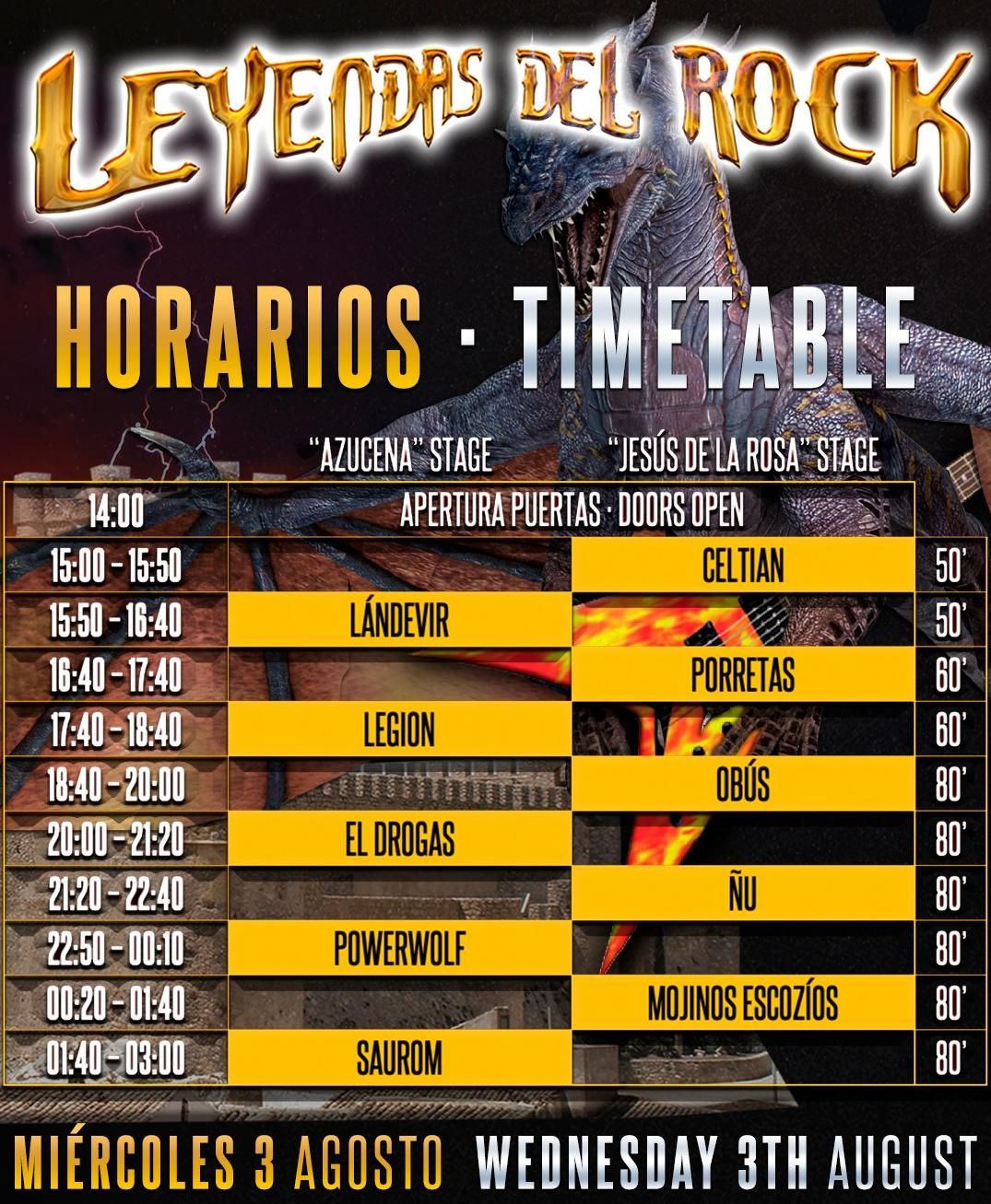 El cartel de las actuaciones del primer día del festival que finaliza el próximo sábado.