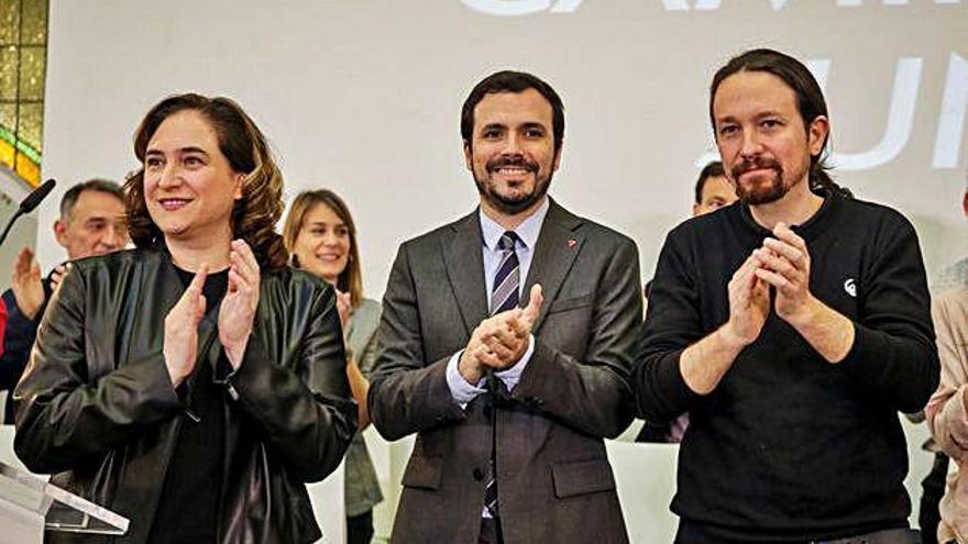 Colau, Garzón i Iglesias van coincidir en un acte a Madrid.