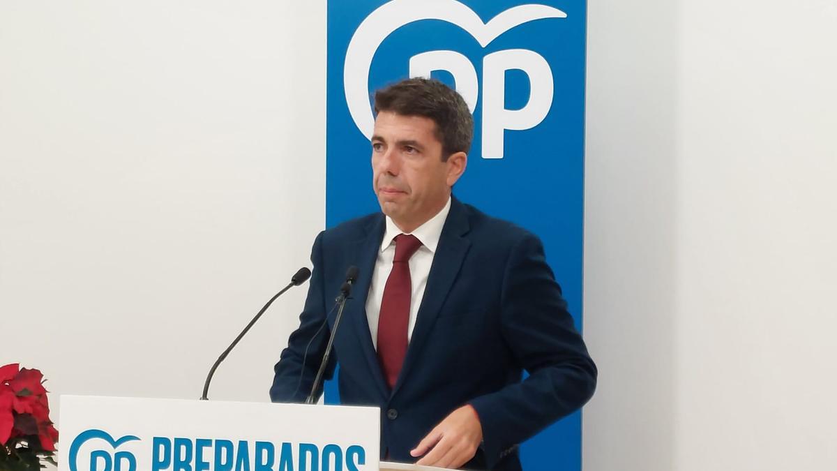 Carlos Mazón, este miércoles en la sede del PPCV.