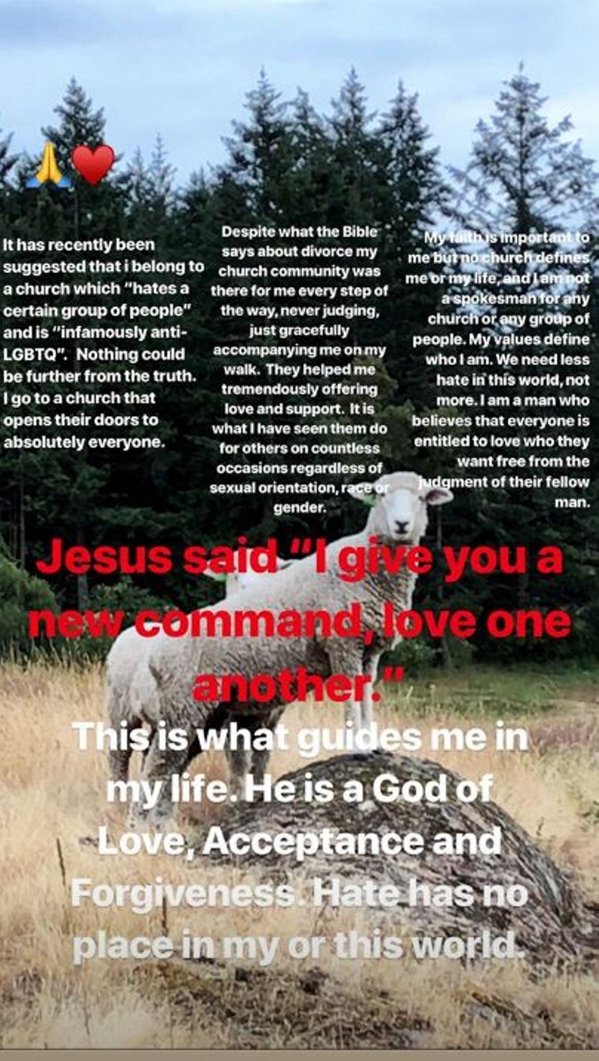 Chris pratt defiende su Iglesia en Instagram Stories