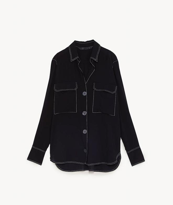 Camisa despuntes contraste, Zara