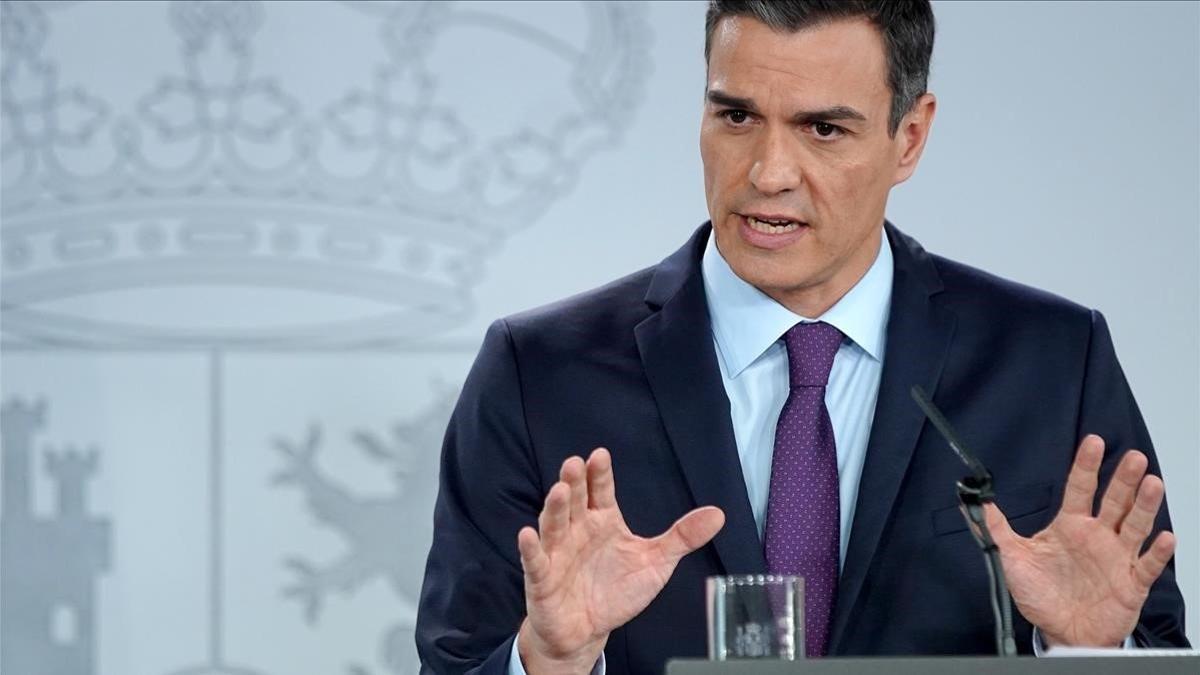 El presidente del Gobierno, Pedro Sánchez, este viernes, en su comparecencia de balance del año.
