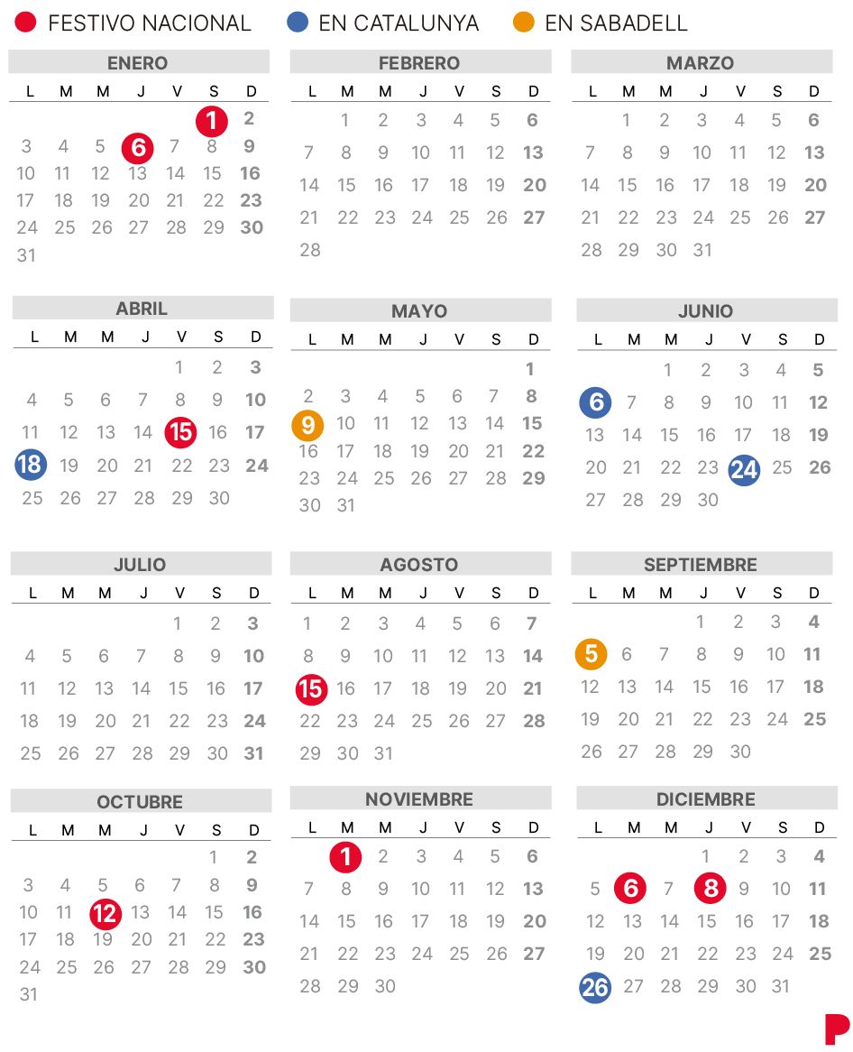 Calendario laboral Sabadell 2022