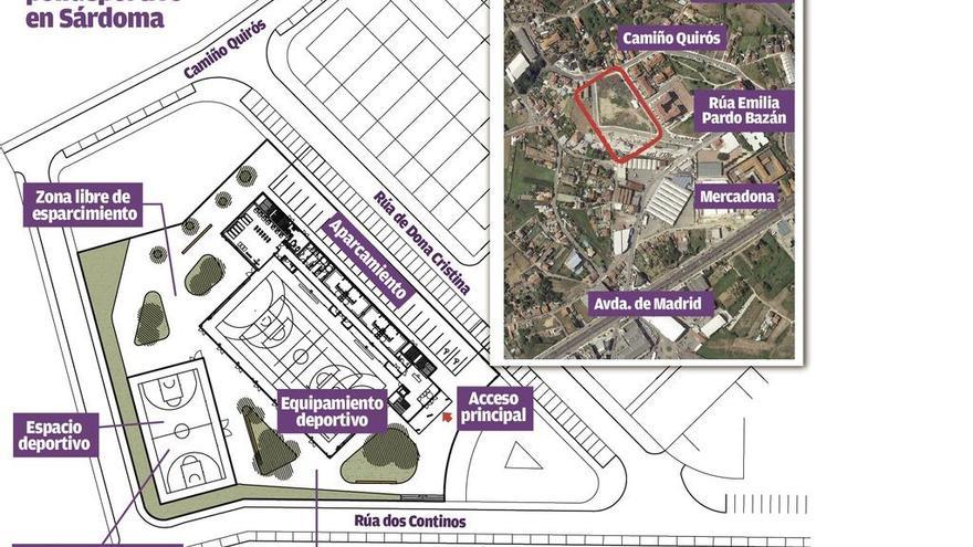 El pabellón de Sárdoma se completa con un rocódromo y una pista exterior de 1.056 m2