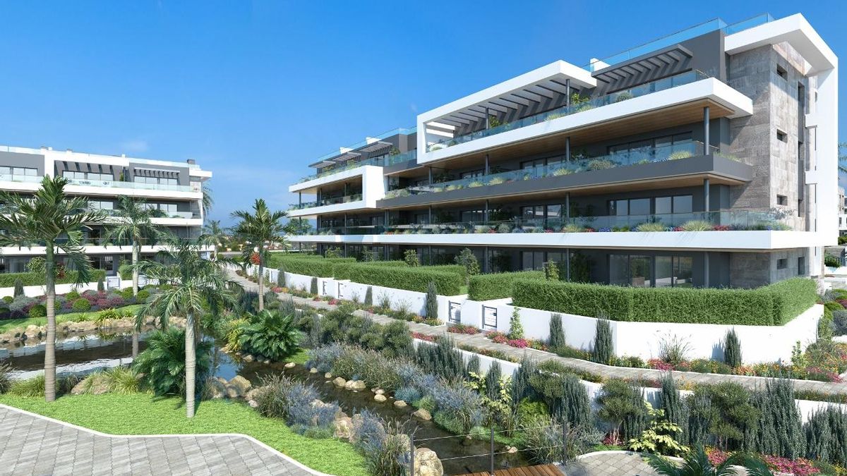 Uno de los edificios de apartamentos del Lagoons Village.
