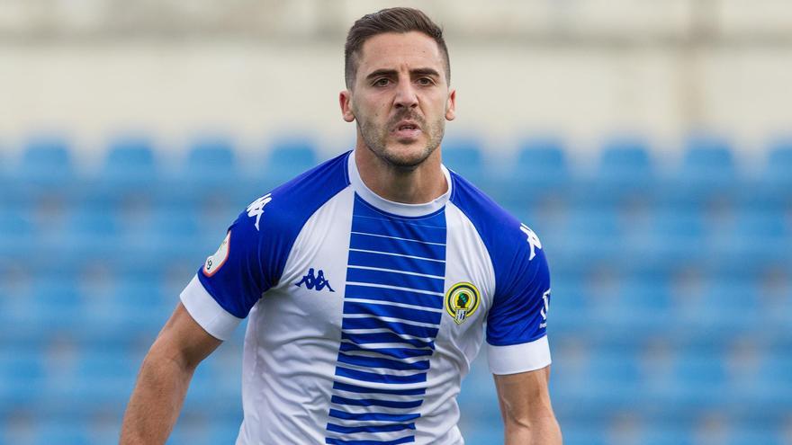 El mediapunta del Hércules Moyita celebra su gol el pasado domingo ante el Valencia-Mestalla.