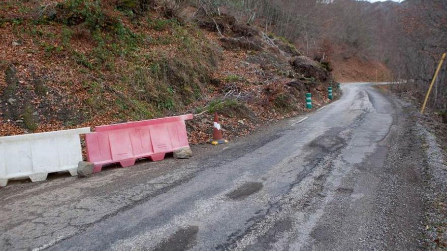 El argayo que corta uno de los carriles de la carretera desde hace más de un año.