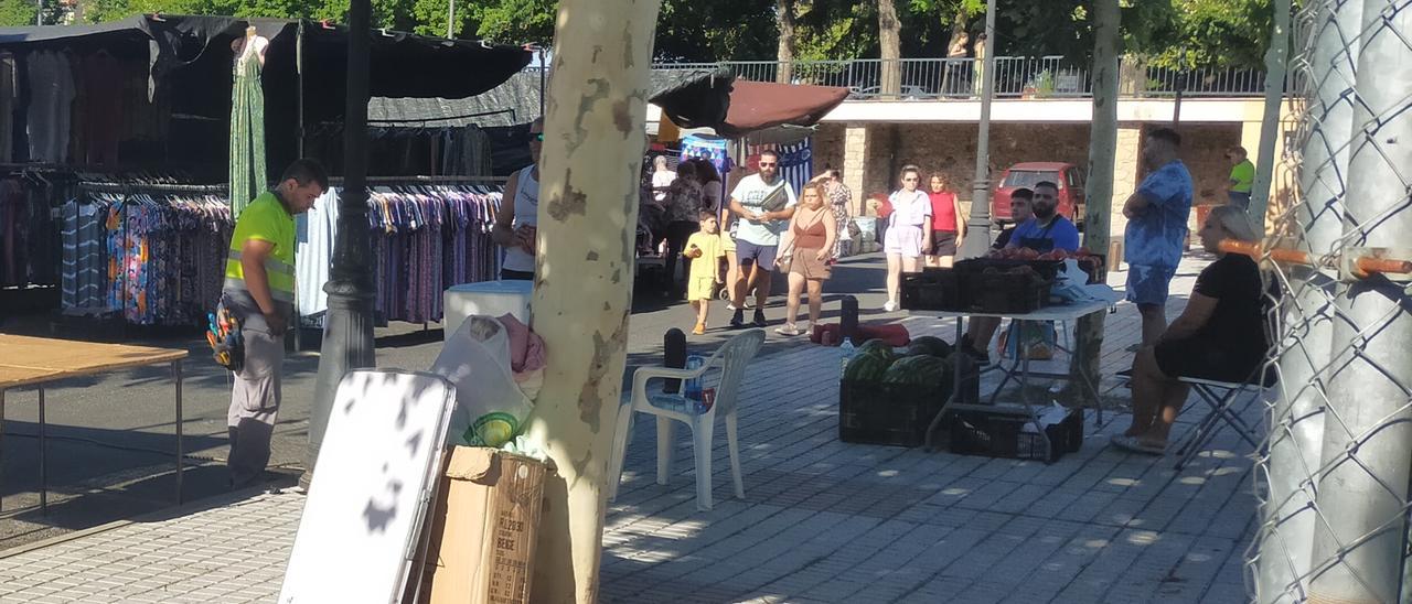 Puesto de venta de frutas en el mercadillo de La Coronación.