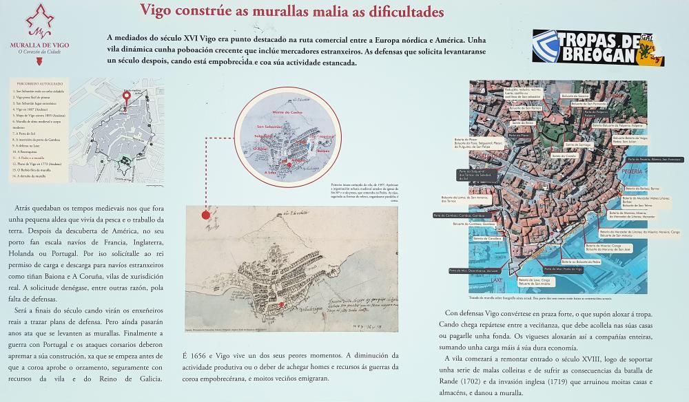 El Concello diseña un recorrido por el antiguo trazado de sus defensas con paneles informativos y marcas viales.