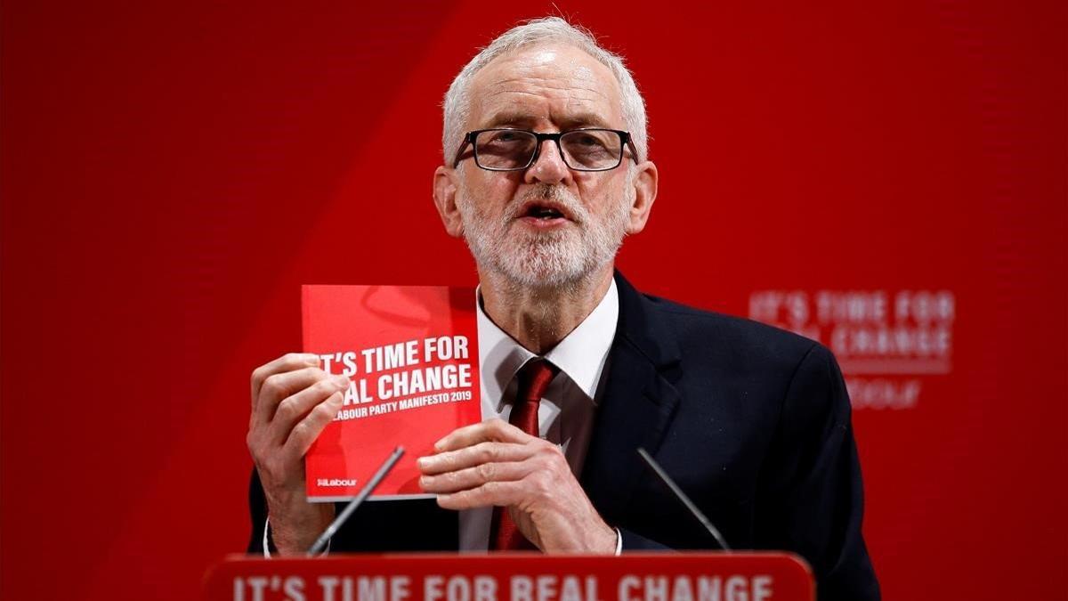 El líder del Partido Laborista, Jeremy Corbyn, durante un mitin en Londres este martes.