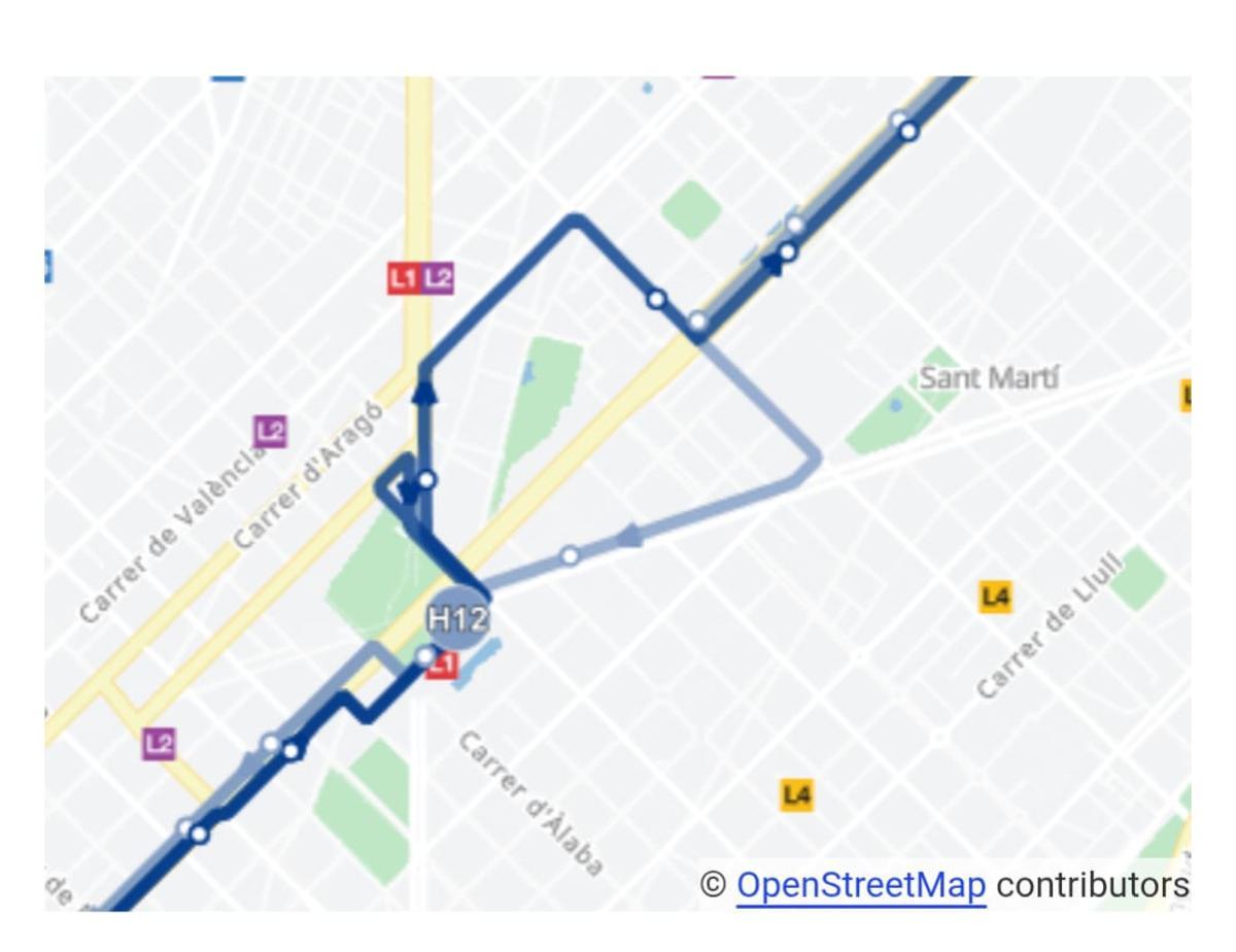 Nuevo recorrido del bus H12 por las obras de desdoblamiento del TramBesòs.
