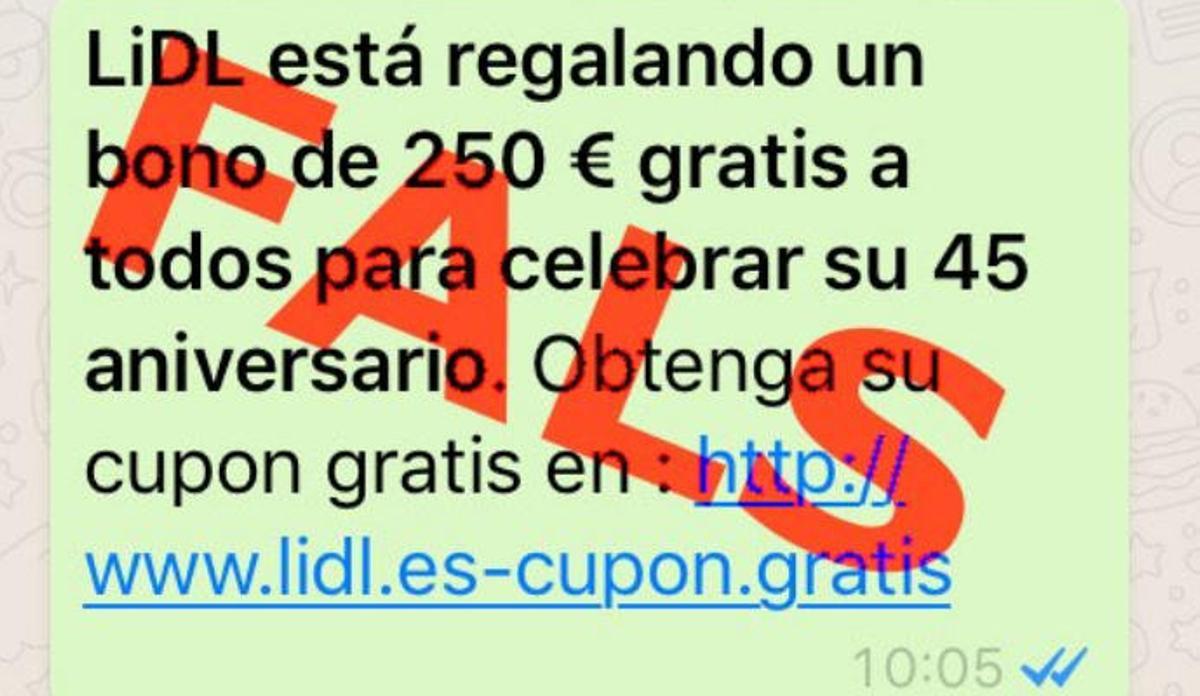 El falso mensaje de Lidl que llega por WhatsApp y no debes creer