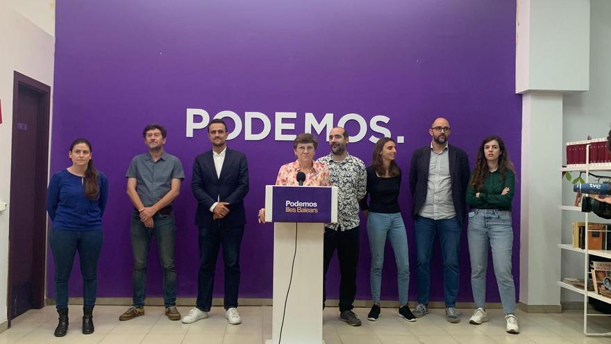 La cúpula de Podemos en Baleares, esta mañana antes de la rueda de prensa.