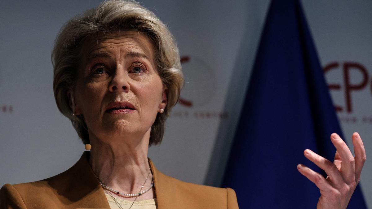 Ursula Von der Leyen durante el discurso en el European Policy Centre.