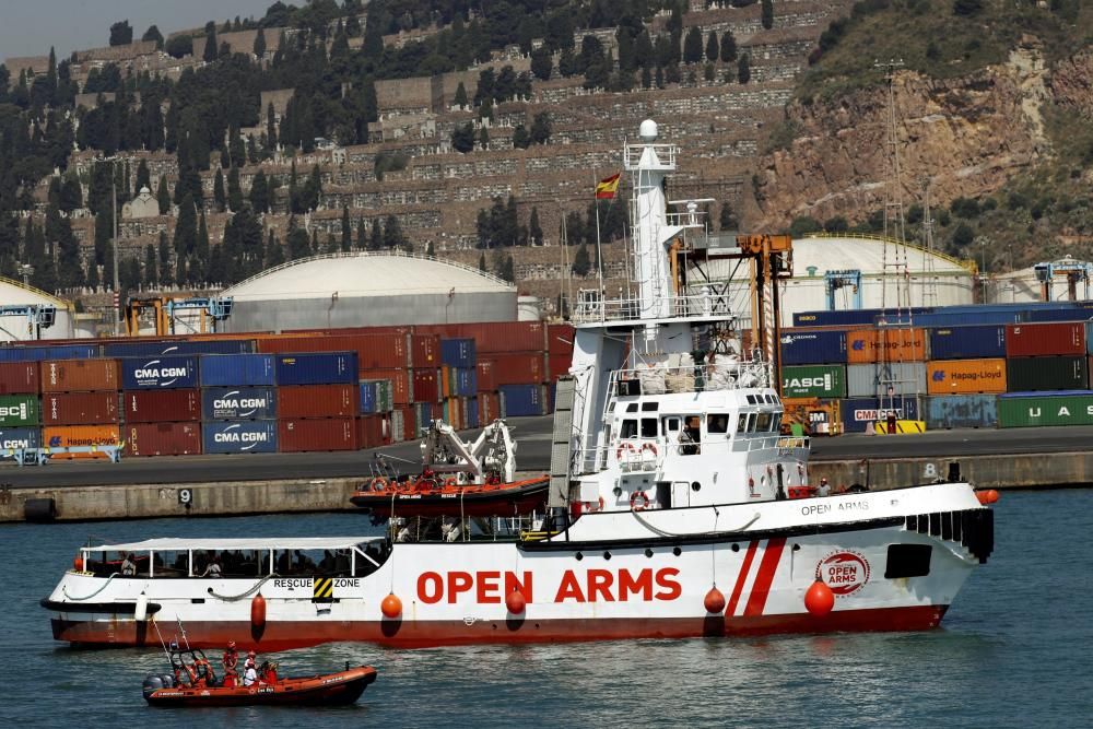 Llegada del barco Open Arms al puerto de Barcelona