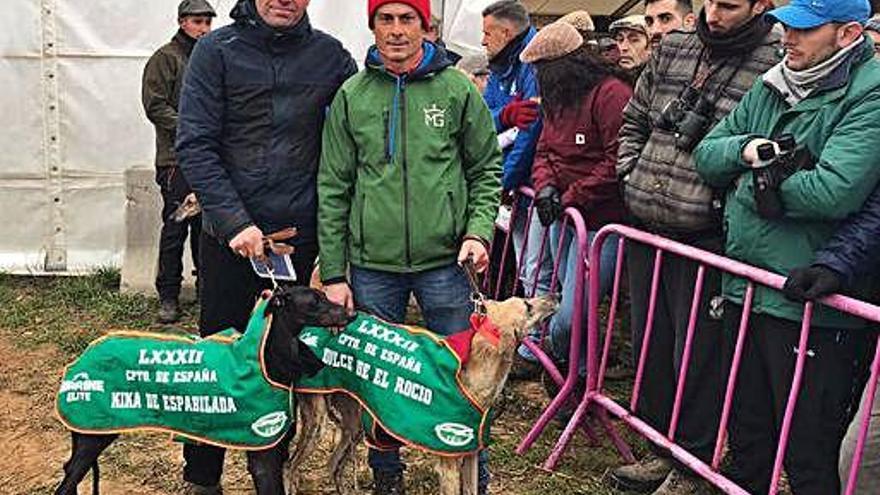 Las dos galgas zamoranas en el acto de presentación.