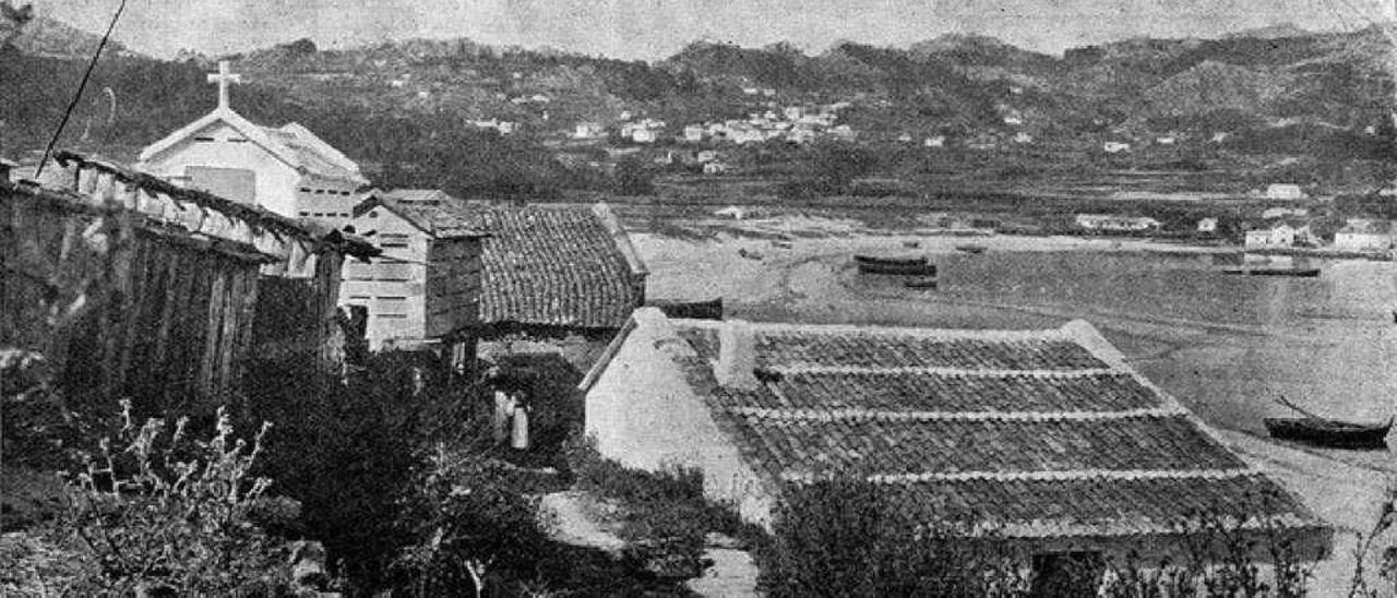 Unha vista de Vilariño no ano 1909. A aldea foi das máis castigadas polo naufraxio da &quot;Leonor&quot;. // Vida Gallega/Arquivo do autor