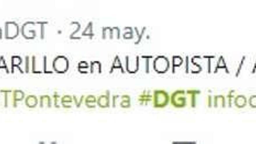 Mensaje lanzado el jueves 24 por la DGT en su cuenta oficial de Twitter. // FdV