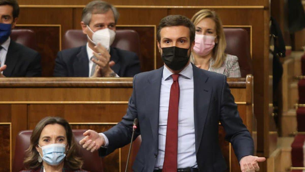 El líder del PP, Pablo Casado, a la sessió de control al Congrés