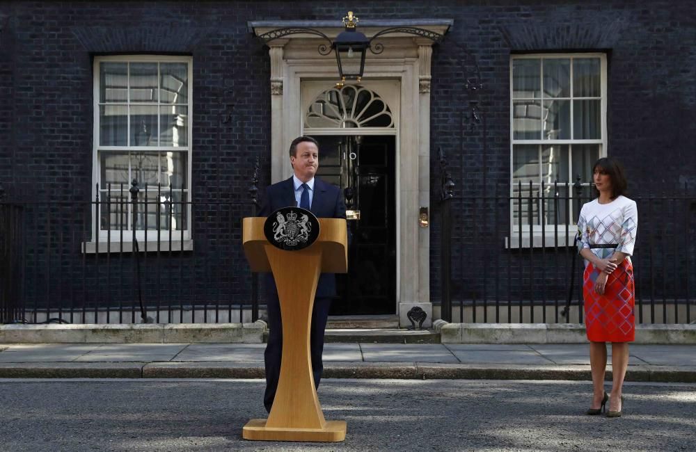 El primer ministro británico David Cameron habla tras conocer el resultado referendum sobre la salida de Gran Bretaña de la Unión Europea.