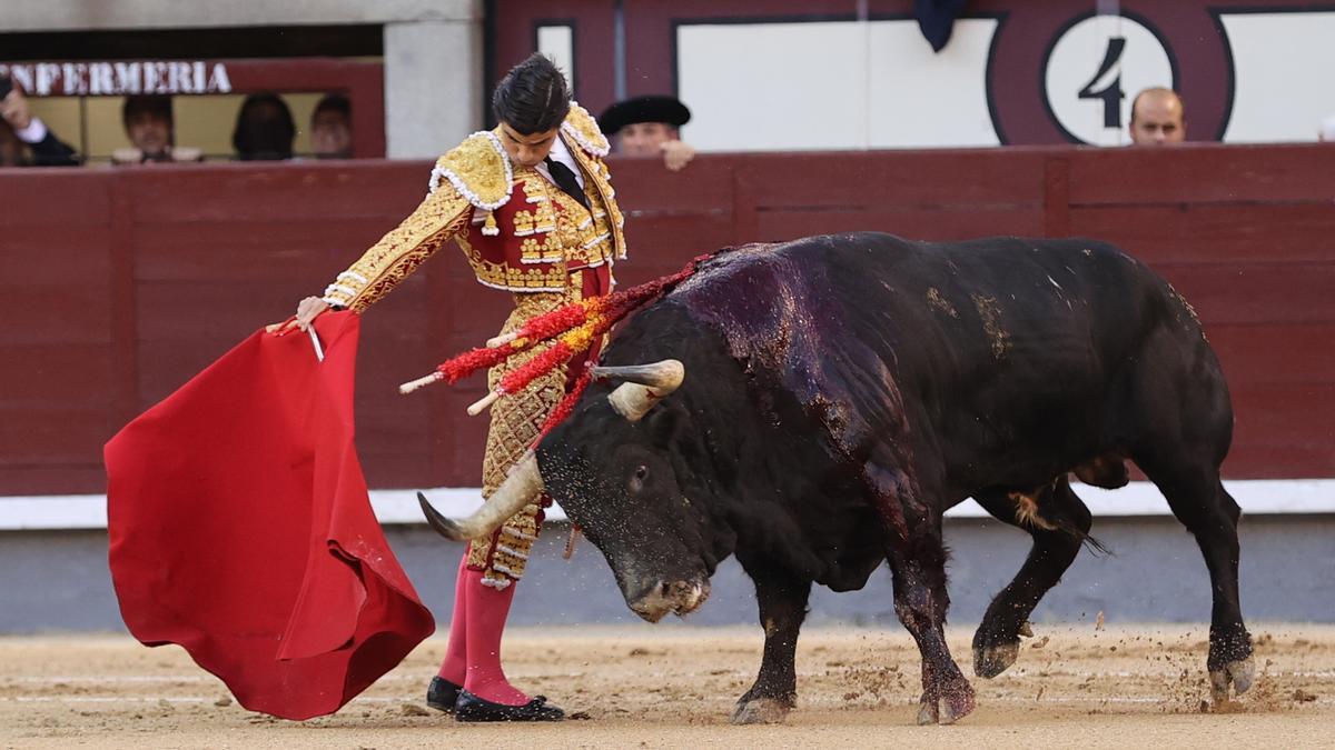 Pablo Aguado, ante uno de los toros de su lote.