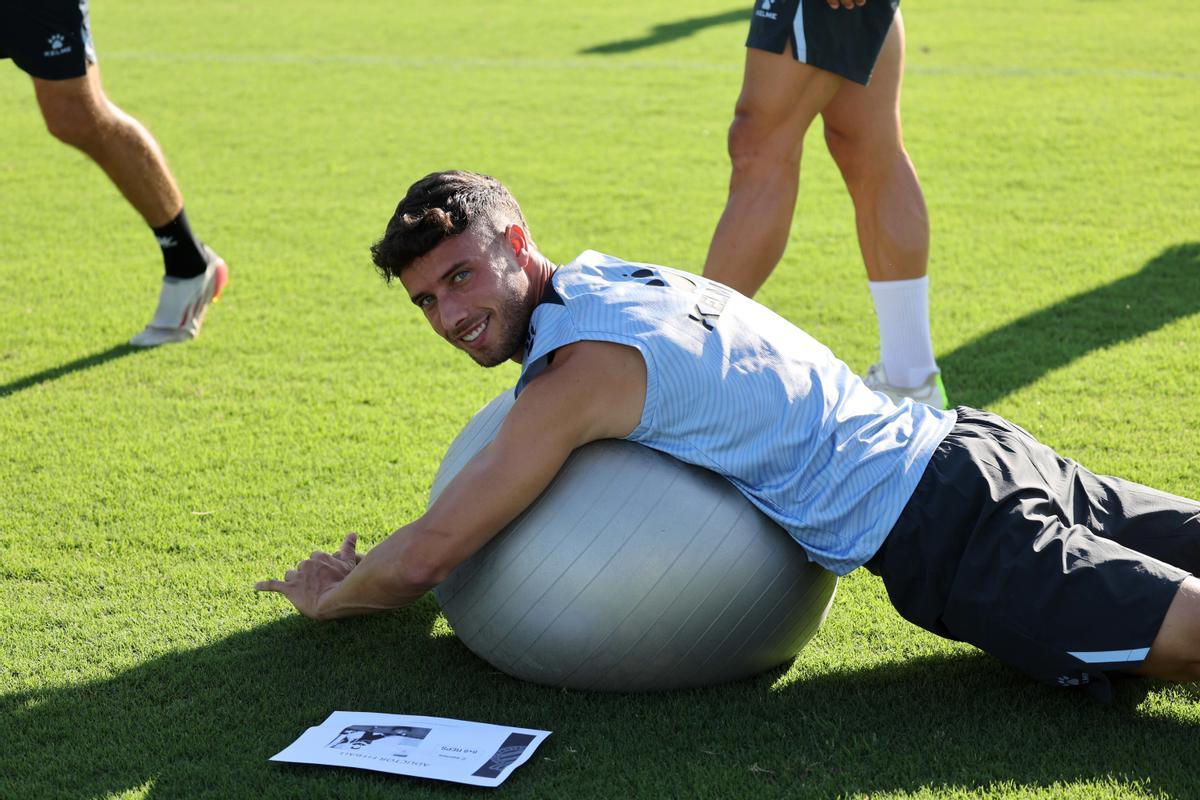 Puado, durante un ejercicio en un entrenamiento de este verano.