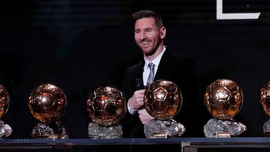 Messi con sus seis balones de oro.