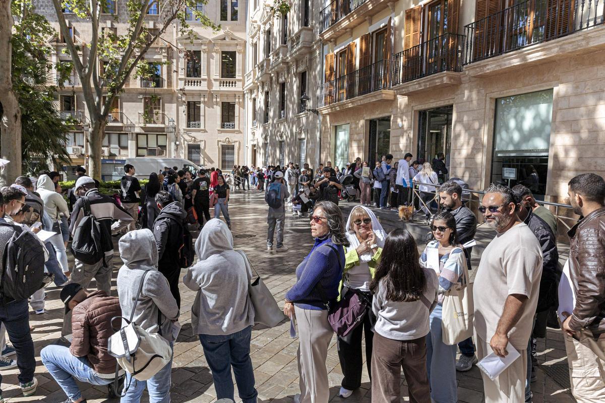 Colas ante la OAC de la plaza Santa Eulàlia.