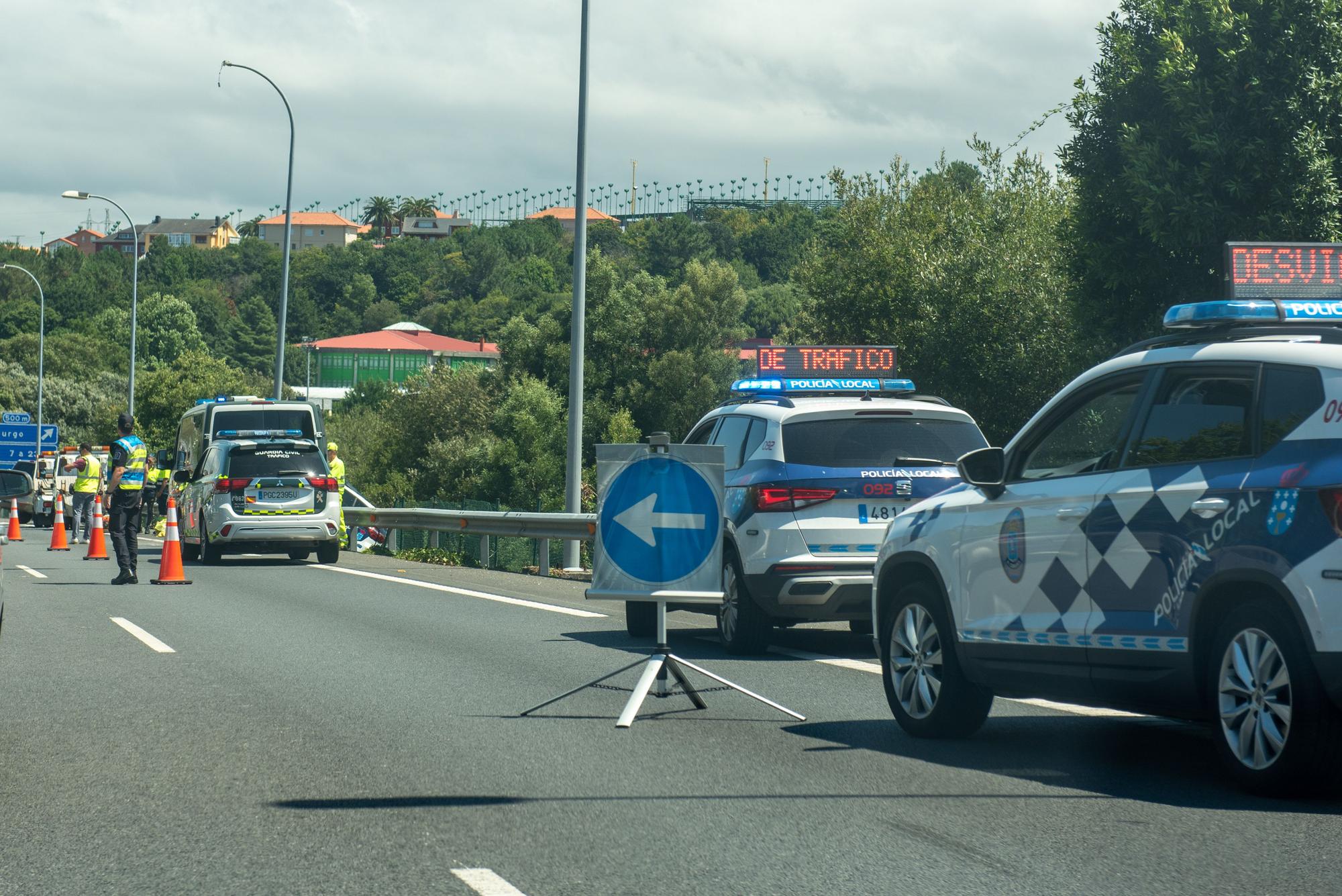 Una colisión múltiple provoca retenciones de tres kilómetros en la AP-9 entre A Coruña y O Burgo