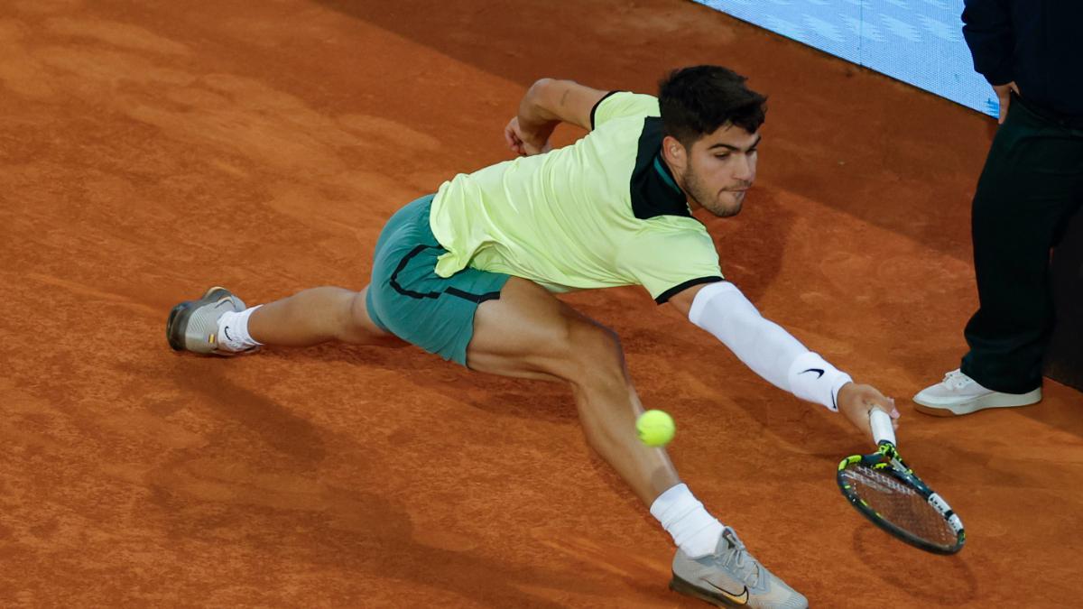 Carlos Alcaraz, en su último partido en Madrid frente a Andrey Rublev