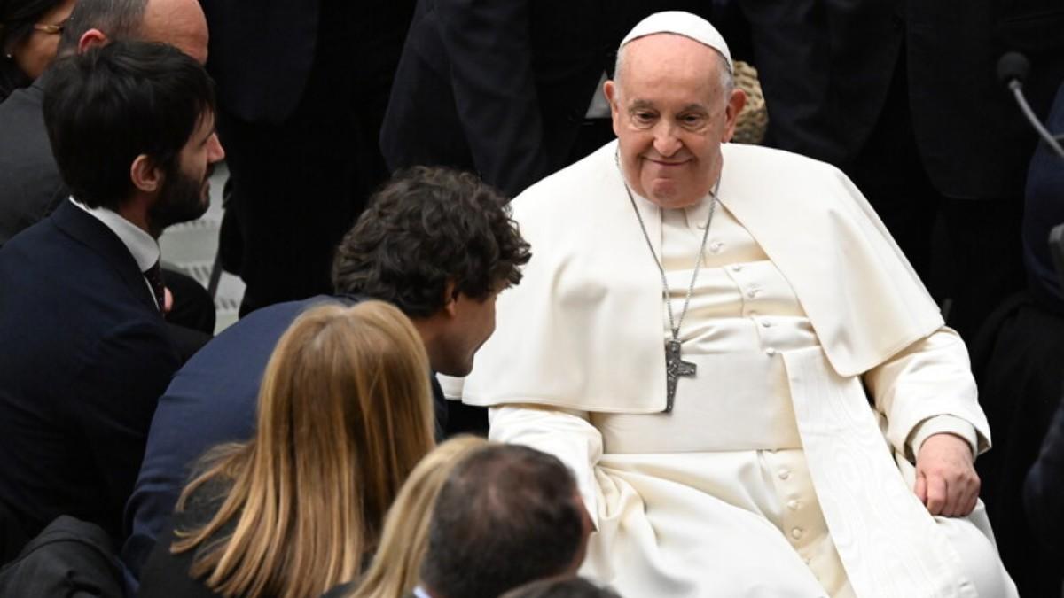 El Papa francisco, durante la recepción
