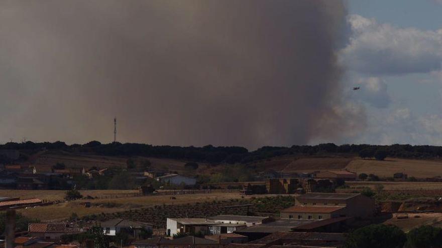 Una gran columna de humo es visible desde las localidades adyacentes.
