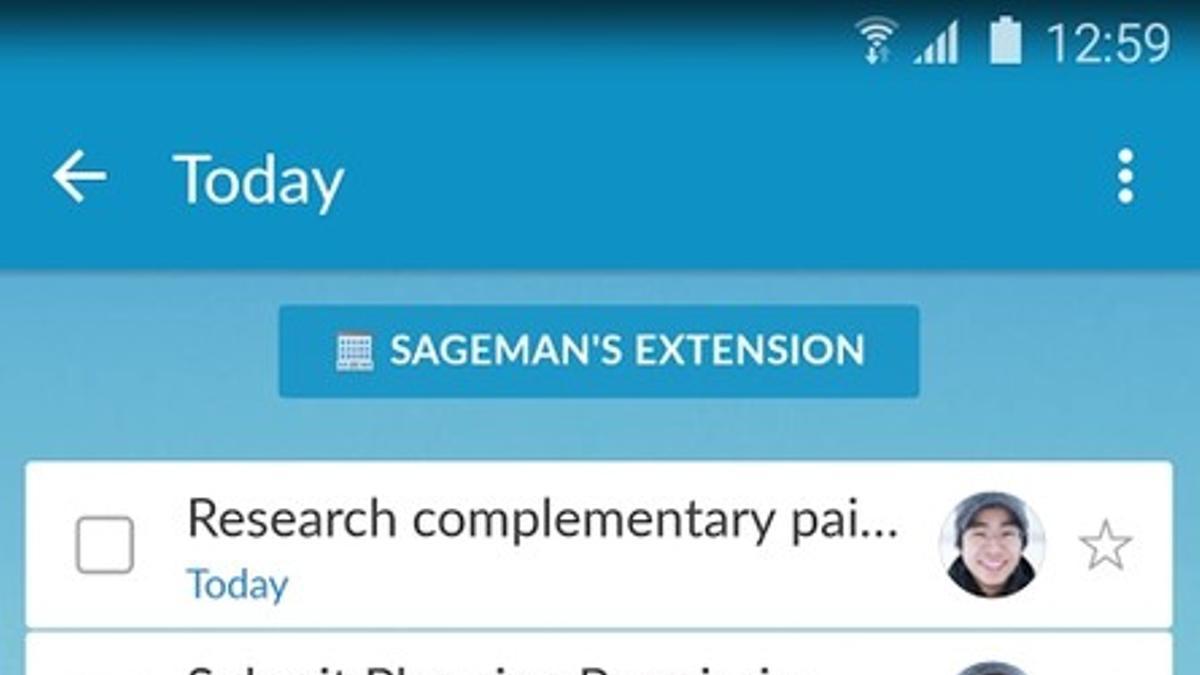 Captura de la app Wunderlist.