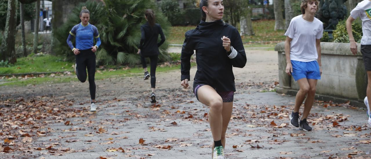 Cardama, durante un entrenamiento en Castrelos.