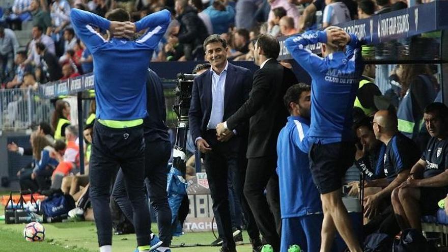 Míchel, en su estreno como entrenador del Málaga CF.