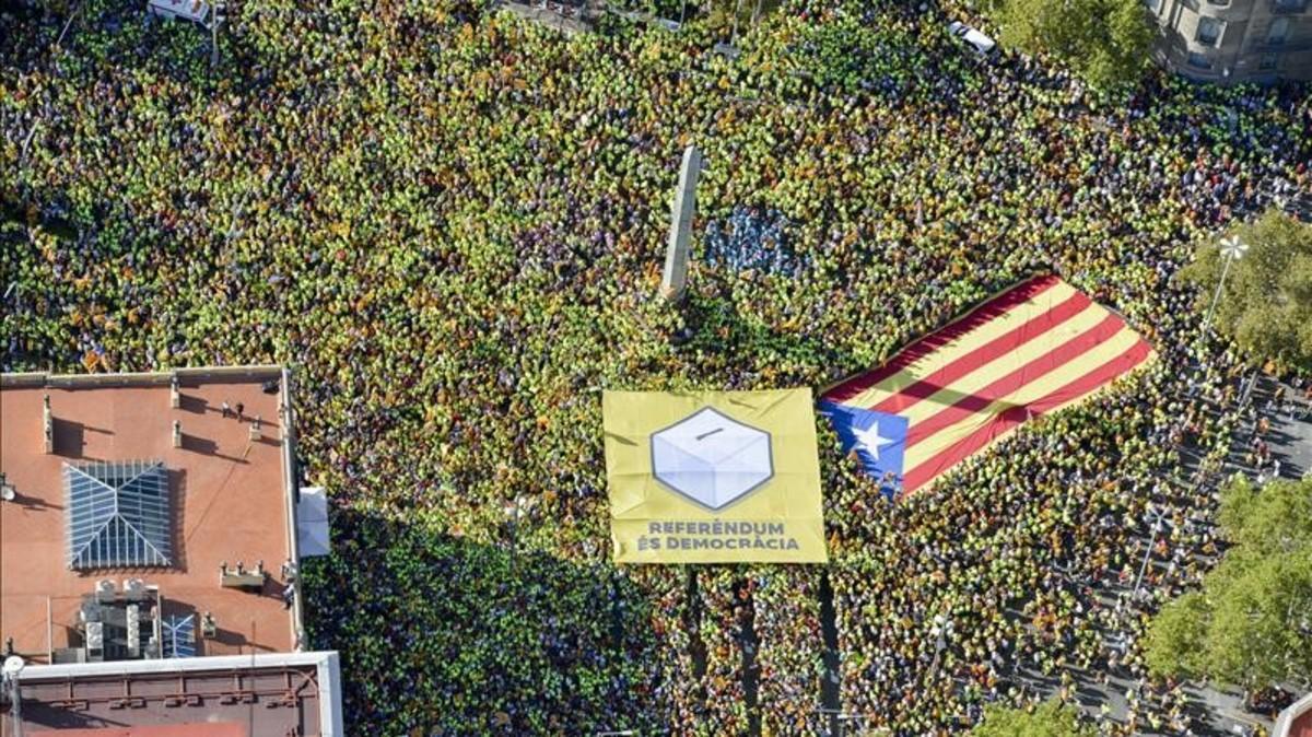 Imagen área de la Diada del 2017.