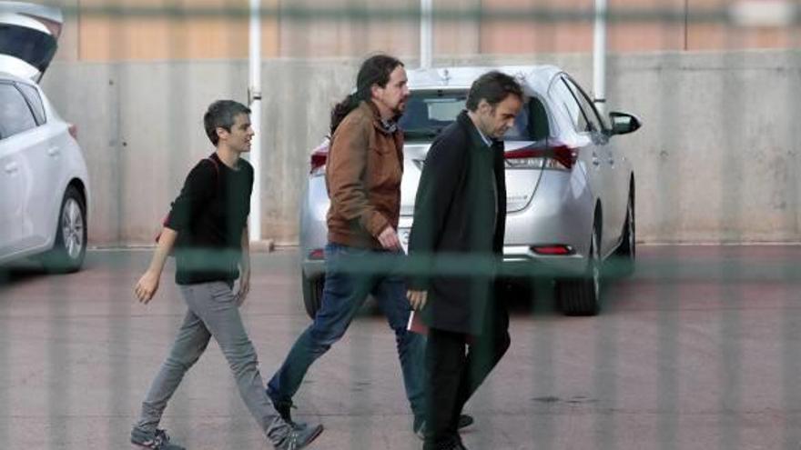 Pablo Iglesias a la seva arribada de la presó de Lledoners, ahir al migdia