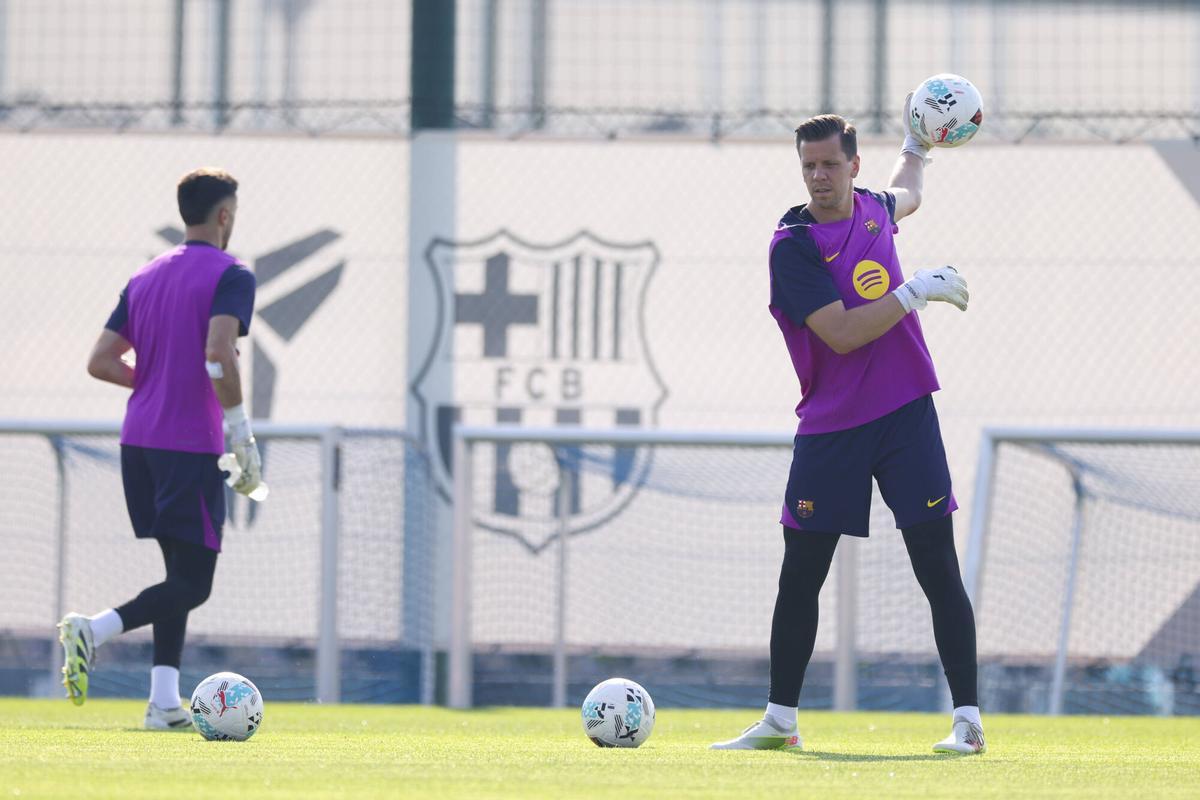 Joan Garcia y Wojciech Szczesny, en un entrenamiento