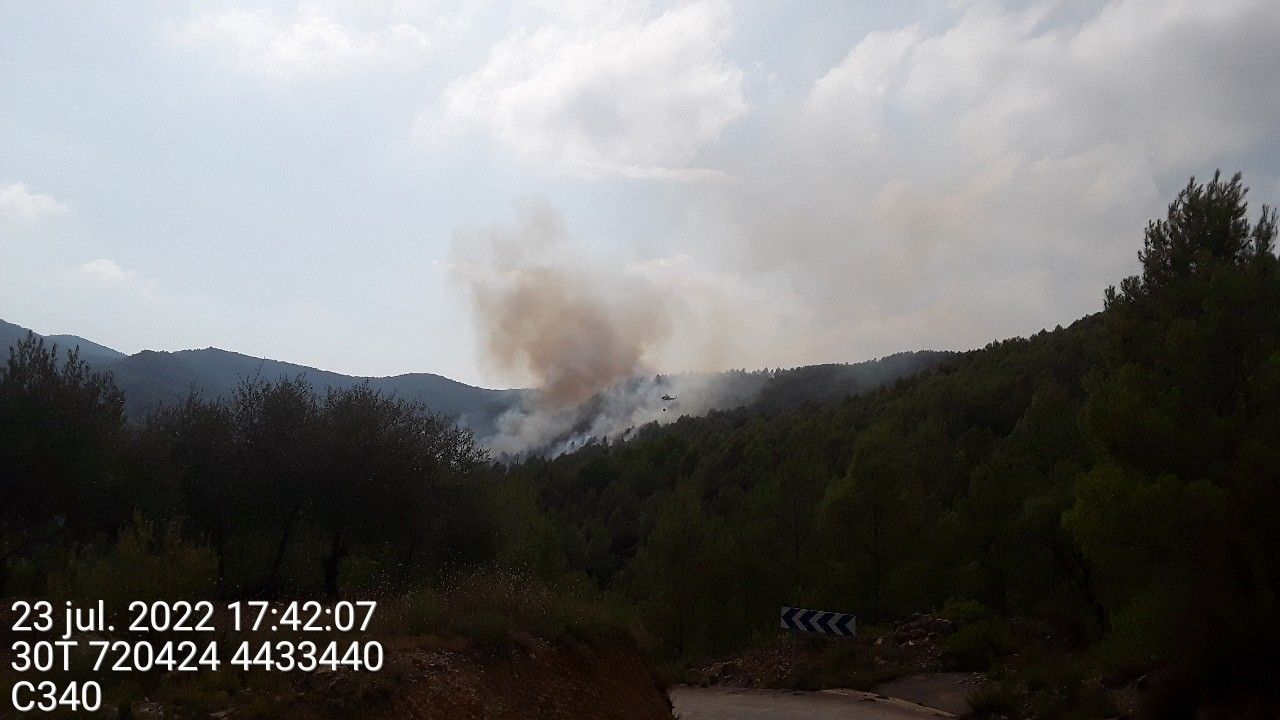 Imágenes del incendio forestal de Fuentes de Ayodar