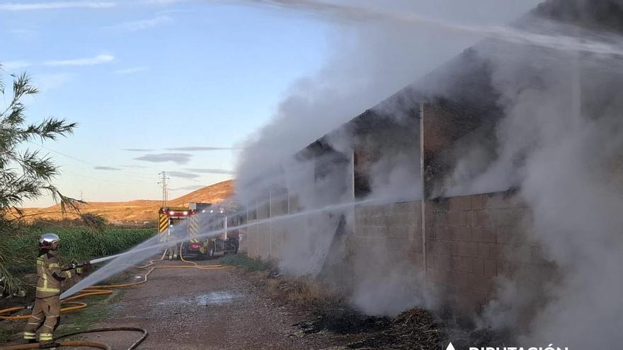 Vídeo | Arde una nave de almacenamiento de alfalfa en La Zaida