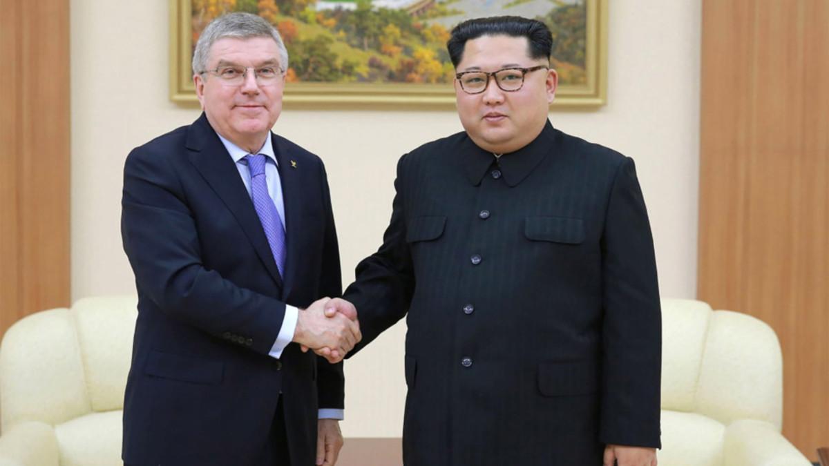 Bach y Kim Jong-un, en su encuentro de este sábado