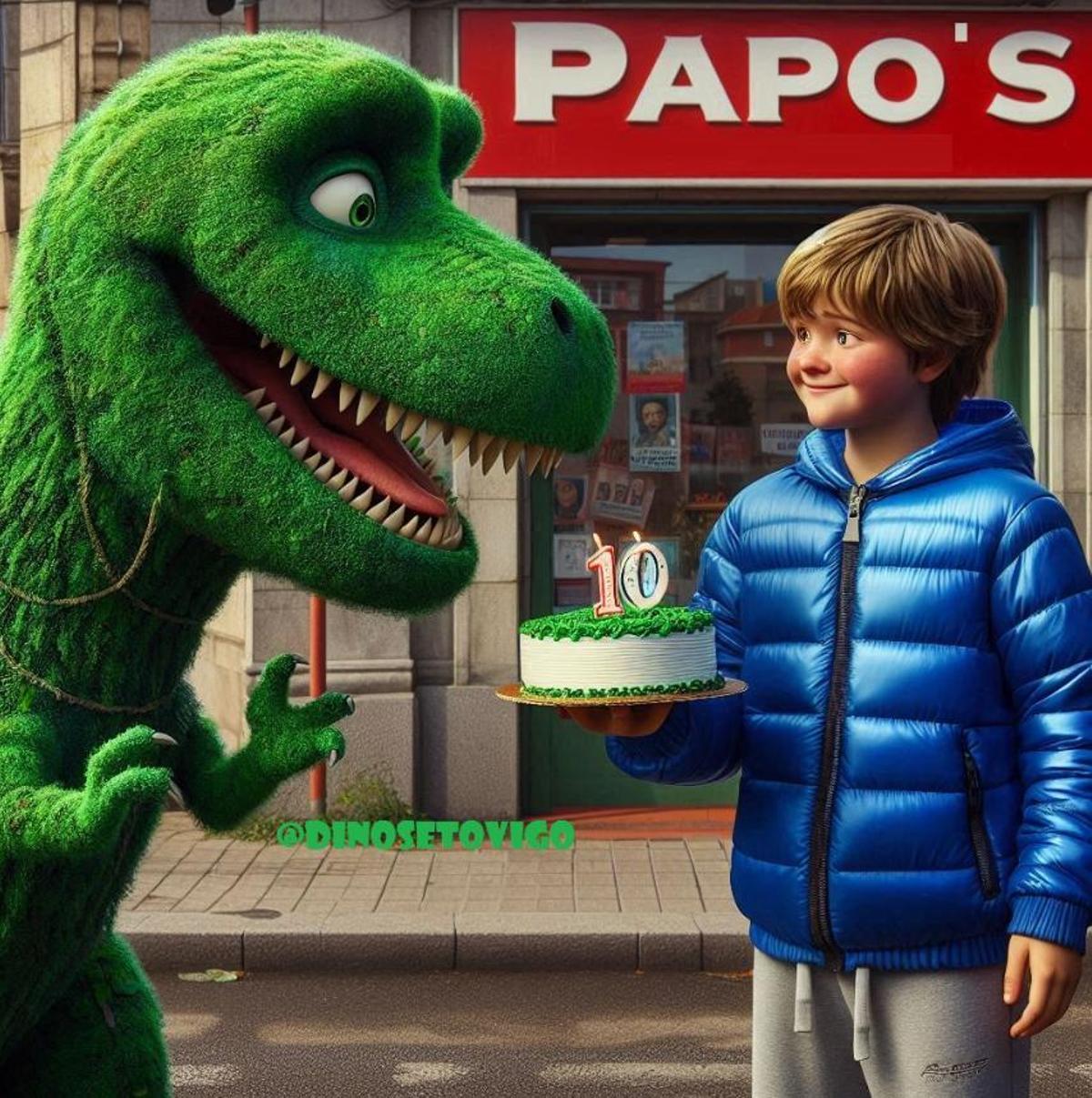 Publicación en la que @DinoSetoVigo felicita al Mítico Jicho de Vigo sus 10 años en internet.