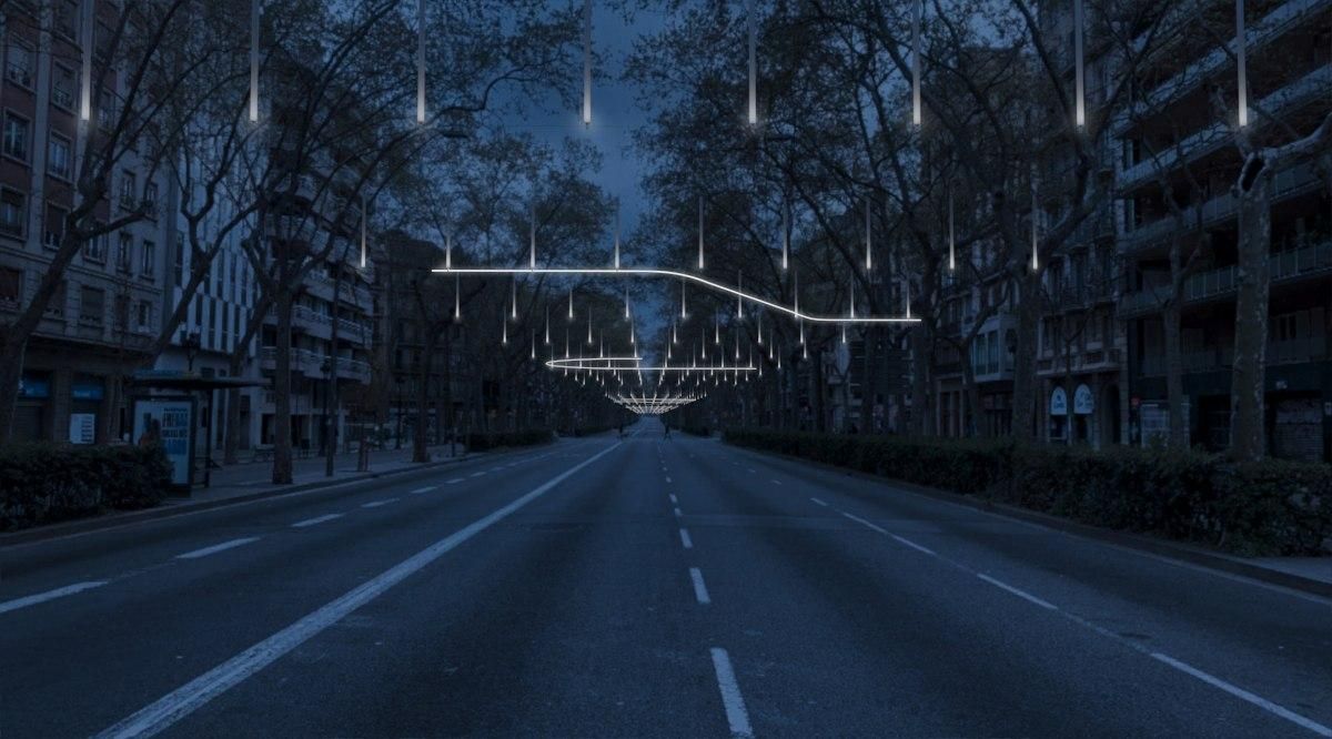 Recreación de las nuevas luces de Navidad en Gran Via.